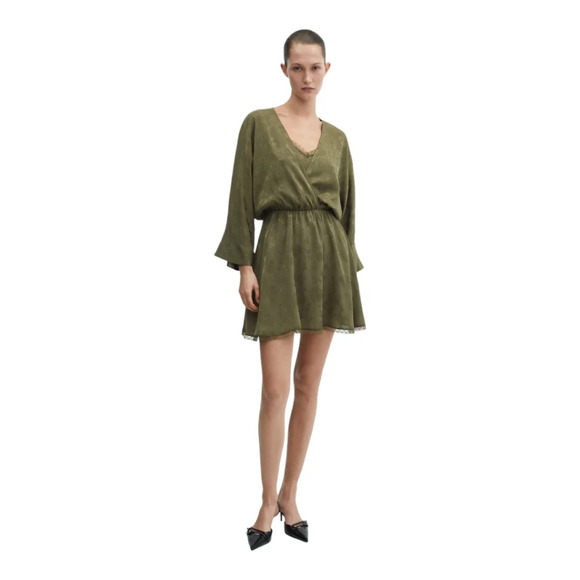 Mango [4] Satin floral jacquard dress - Picture 3 of 7